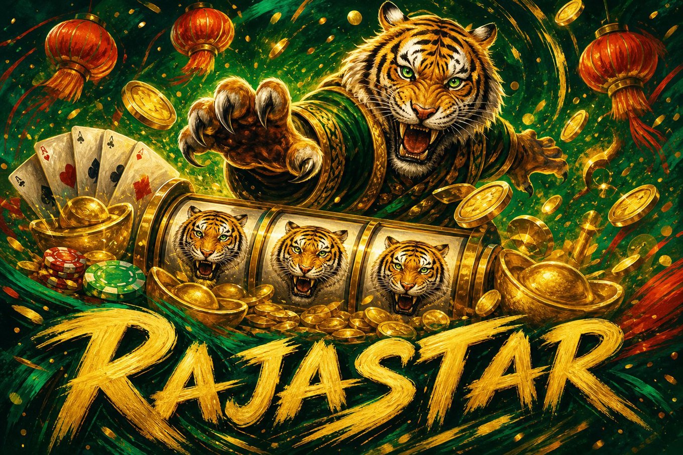 Ilustrasi sambutan pemain baru RAJASTAR dengan hadiah pendaftaran dan koin gratis
