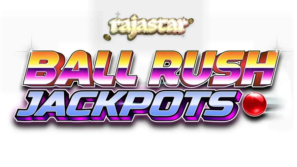 Tampilan antarmuka permainan Ball Rush Jackpots dengan papan pasak berwarna cerah.